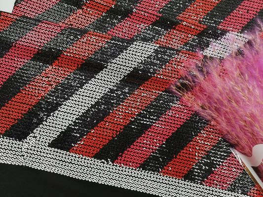 Party Colored Linear Printed Embroidered Sequin Lace Fabric