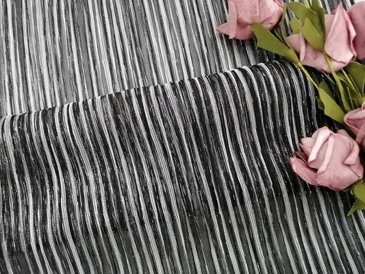 Party 100 yards Black Metallic Lurex Mesh Pleated Lace Fabric