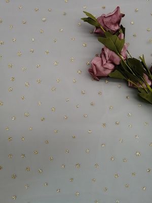 Metallic Star Shape Tulle Mesh Fabric Women Dress Foil Printing Coating