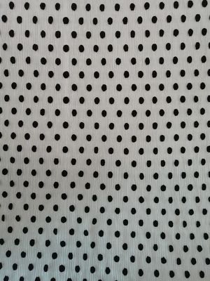 Black Dot Tulle Crinkle Flocked Pleated Mesh Fabric