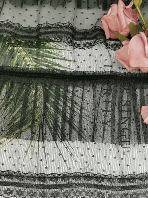 Black Dot Foil Printing Pleated Crinkle Mesh Crushed Tulle Fabric