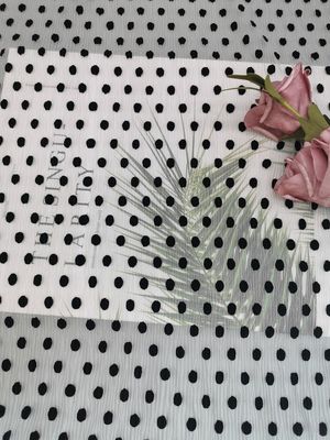 Black Dot Tulle Crinkle Flocked Pleated Mesh Fabric