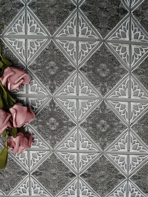 Geo Diamond Tulle Embroidered Lace Fabric Curtain Cloth