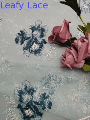 Colored Mesh Embroidered Lace Fabric For Lady Garment