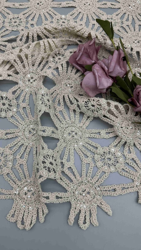Hot Sale 100% Cotton Off White Beaded Embroidery Full Width Fabric For Party Dress For Fashion
