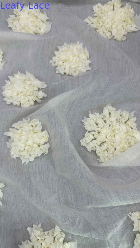 3D Laser Out Rose Fancy Fabric By The Yard Colored Embroidery Fabric Lady Dress For Garment Brands