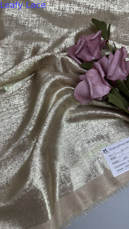 Gold Color Metallic Lace Fabric For Gowns Luxury Intricate Embroidery Party Dresses