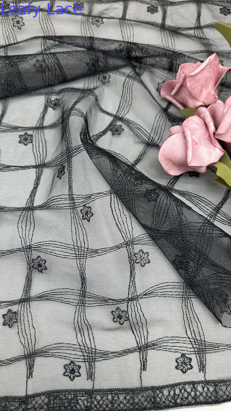 Luxury Embroidered Mesh Lace Sheer Soft Tulle With Delicate Floral Stitching For Elegant Evening Gowns