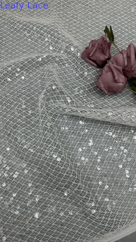 Sequin Embroidered Lace Fabric For Wedding Dresses Customized Beauty And Sweet Leafy Dresses