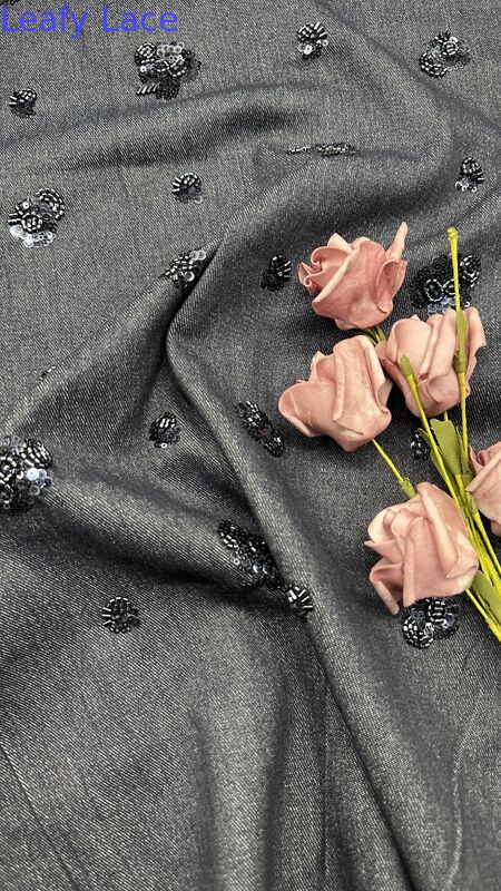 OEM Lace Fabric Manufacturer for Fashion Designers Sequin Embroidered Lace Fabric Elegant Beautiful Color