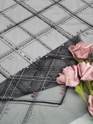 le fil léger de broderie de polyester de tissu chimique de dentelle de 3D Merrowed a teint