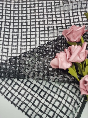 la paillette noire de GEO de couleur de 124cm a brodé le tissu pour la robe de soirée