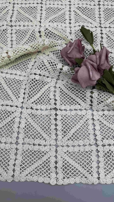 100% coton ivoire GEO Tissu de dentelle brodée de haute qualité pleine largeur pour vêtements de mode pour femmes