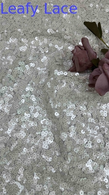 51 pouces couleur ivoire de haute qualité perles circulaires séquence de filetage de broderie dentelle de robe tissu pour robe de soirée