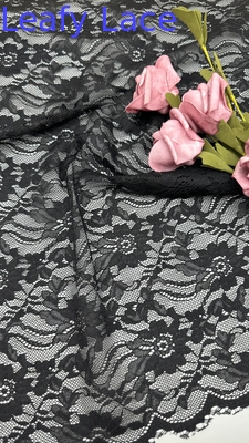 55 pouces de nylon spandex largeur couleur noire design élégant étirement fleur cordé tissu de dentelle élastique avec carapace pour les femmes de mode vêtements