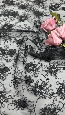 Lace noir à feuilles durable et élégant Bordure luxueuse Fleur 100% tricotée Bordure tissu dentelle tissu mariage anniversaire belle robe