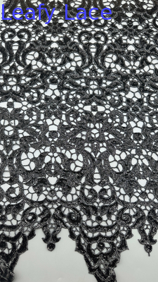 Luxe brillant séquence de broderie élégante tissu de dentelle tricotée luxueuse 3D fleur de broderie tissu de dentelle tissu dîner anniversaire occasions haute qualité pour les femmes tissu