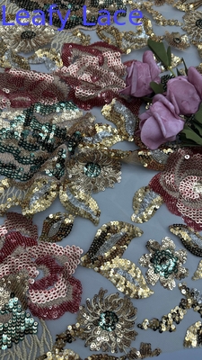 Tissu de broderie à feuilles de paille durable et élégant Lacet de broderie à paille coloré