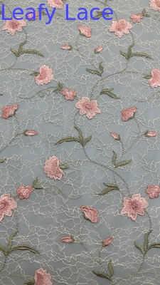 Tissu de dentelle à broderie à feuilles fleur d'élégance 100% coton