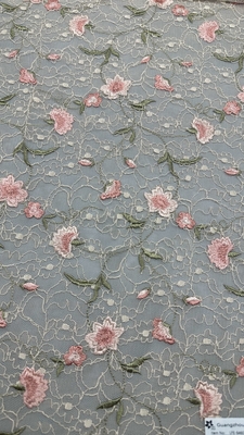 100% coton tissus de dentelle de broderie élégante fleur tissus de broderie pour robe de fête