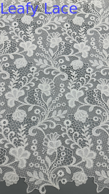 Tissu de dentelle brodé 100% coton Style de fête de luxe Laser respirer Tissu brodé