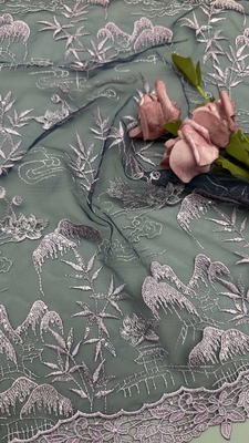 100% coton broderie tissu de dentelle style floral respirer et élégant tissu brodé