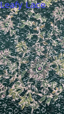 Embroidures personnalisées Tissu en dentelle élégant 3D Floral Embroidery Luxe 100% coton