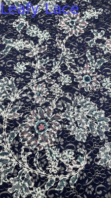 Embroidures personnalisées Tissu en dentelle élégant 3D Floral Embroidery Luxe 100% coton