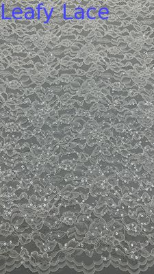 100% Polyester Broderie Lusiate Tissu de dentelle de paillettes à feuilles de luxe Tissu de soirée d'occasion