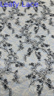 Broderie du soir Tissu de dentelle brodé Tissu de feuille de luxe pour les mariages