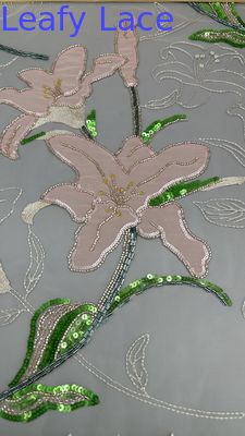 Embroidery tissus de dentelle à perles séquence florale élégante et respirante séquence de dentelle de luxe