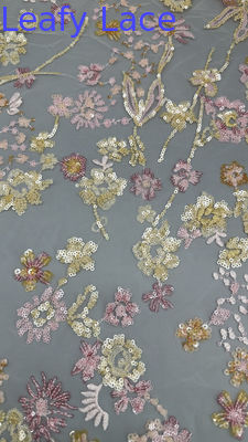 Tissu brodé 3D fleuriste élégant et respirant Tissu d'occasion de luxe