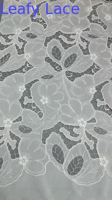 Tissu de dentelle brodé en maille florale élégante creuse Tissu de dentelle brodé