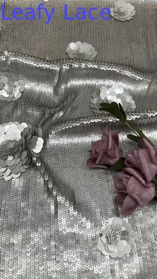 Tissu de broderie de séquence de luxe dentelle brillante 100% polyester Tissu d'occasion du soir