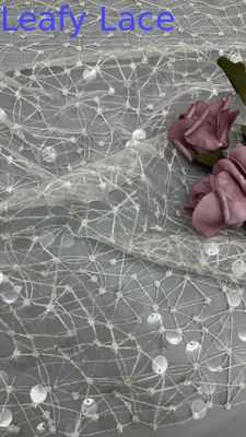 Tissus de broderie en paillettes brillante en crochet en dentelle Tissus de soirée Tissus d'occasion