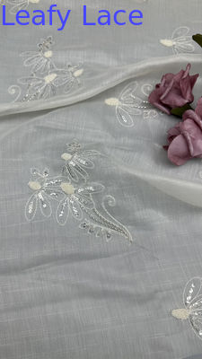 Tissu en maille de tulle à feuilles légères, respirantes et élégantes, tissus de dentelle brodés
