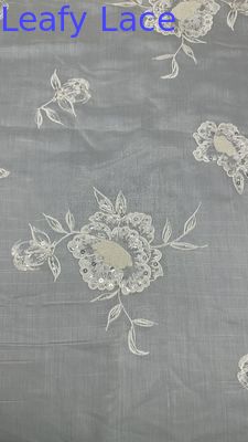Tissu 3D en maille de tulle florale en maille de dentelle en maille de respiration Tissu à feuilles de paillettes