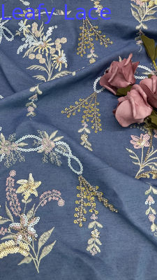 Culture orientale coton broderie dentelle tissu maille florale séquence florale pour les dames