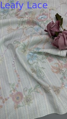 Des séquins à feuilles brillantes Tissu de dentelle pour robe complète Culture orientale Robes de soirée Tissu brillant