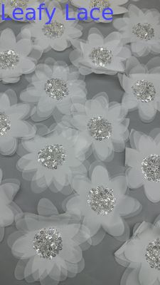 Tissu de dentelle de Chantilly français pour la maille Respire 3D-Floral Tissu de dentelle de séquence de luxe