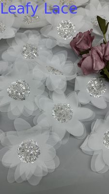 Tissu de dentelle de Chantilly français pour la maille Respire 3D-Floral Tissu de dentelle de séquence de luxe