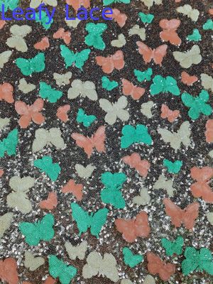 Buttfly Sequin style dentelle brodée tissu coloré pour les filles robe de mariée de fête