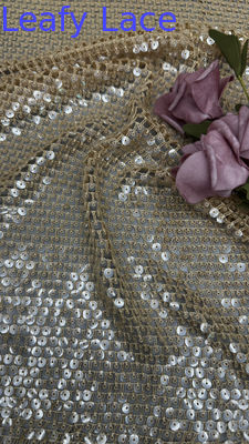 Grand tissu à paillettes brillantes, tissu brodé à carreaux pour nouvelle collection de robes