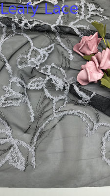 100% de coton brodé de dentelle de tissu de treillis pour les robes Noir couleur or Robes d'anniversaire
