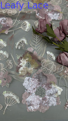 Nouvelle collection de tissu brodé de sequins sur filet floral pour vêtements, robes et design de mode