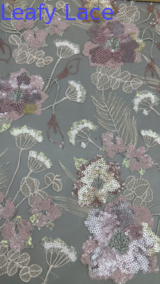 Nouvelle collection de tissu brodé de sequins sur filet floral pour vêtements, robes et design de mode