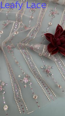 Dentelle Tulle Française avec Sequins en Maille Ultra Fine pour Tenues de Soirée et de Mariage Inspirées de la Haute Couture