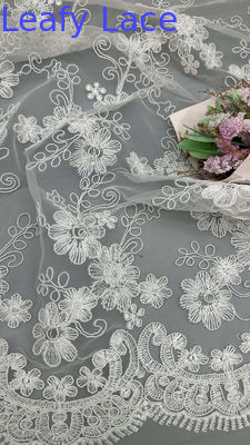 Dentelle florale brodée en 3D avec texture artistique multicouche en résille pour robes de soirée remarquables