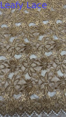 Dentelle brodée à flocage feuillu pour motifs floraux baroques, pour robes de cérémonie royales et romantiques