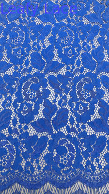 Tissus brodés en dentelle bleue motifs floraux laser creux pour les fêtes robes vêtements
